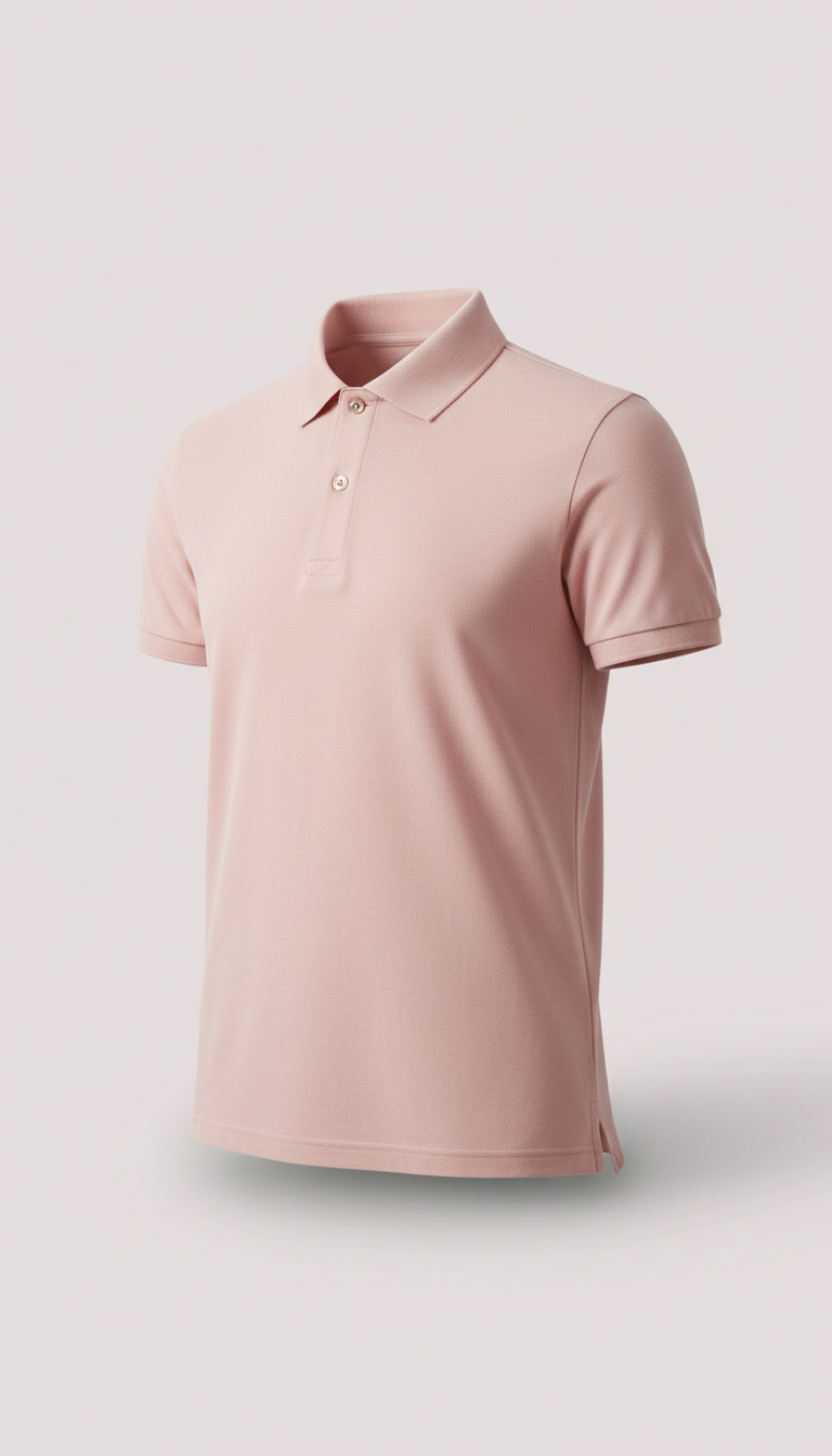 Blush Pink Cotton Polo Shirt