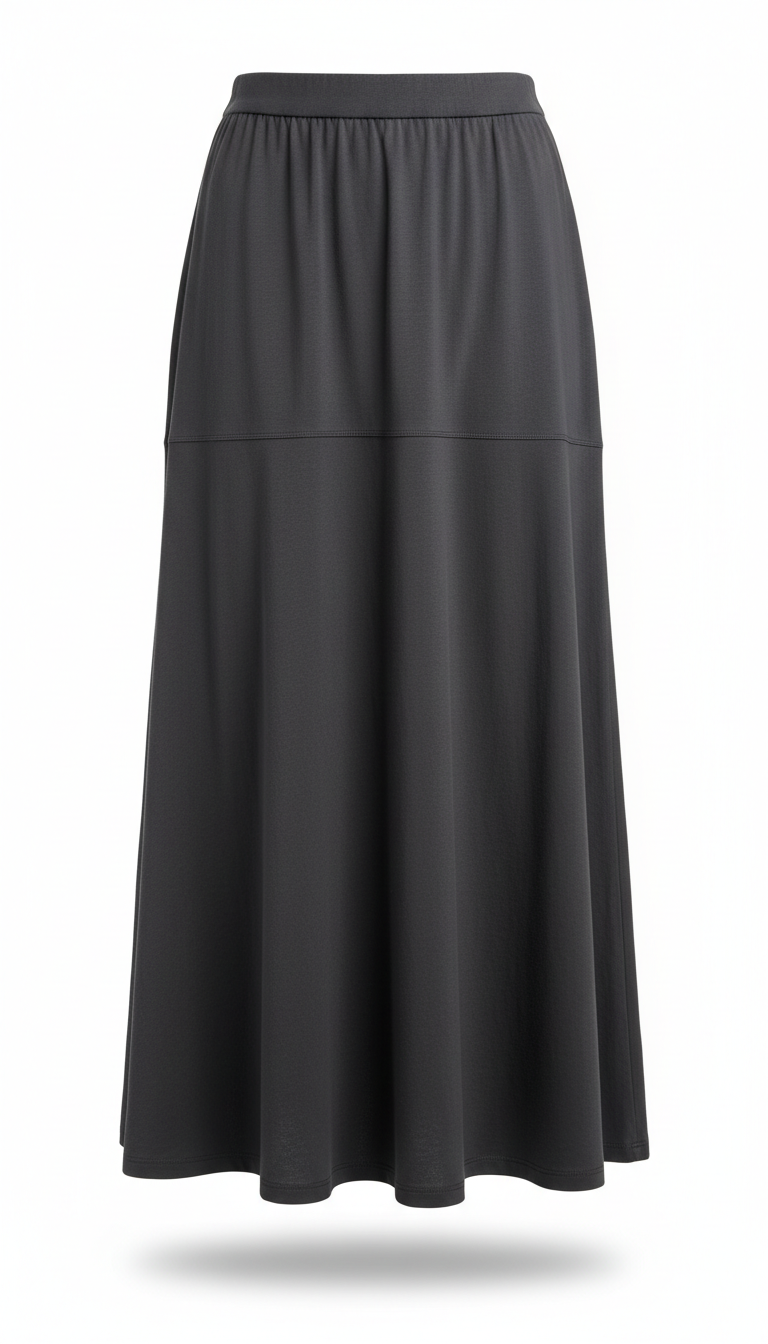 Charcoal Cotton Midi Skirt