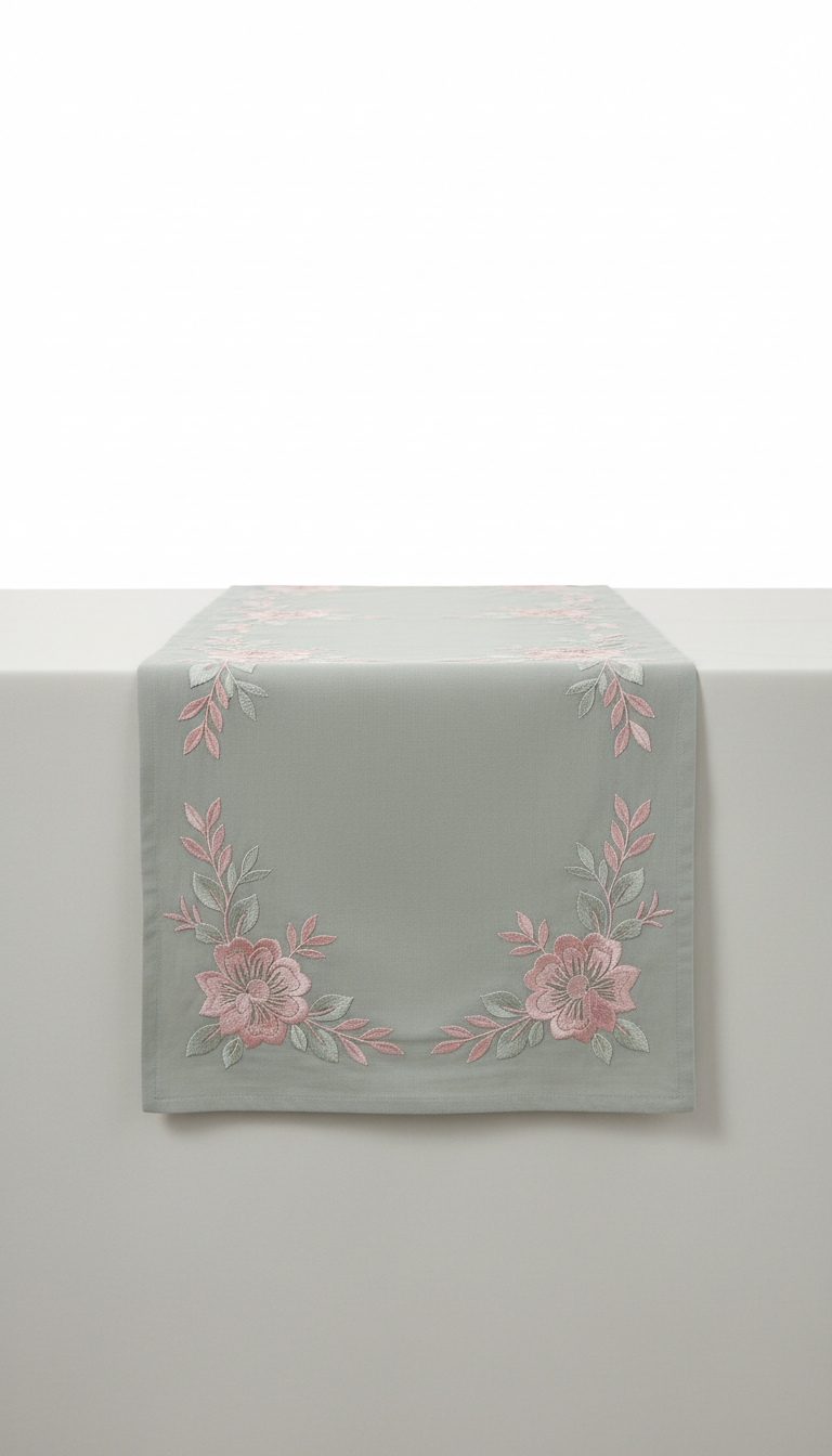 Geometric pink border table runner